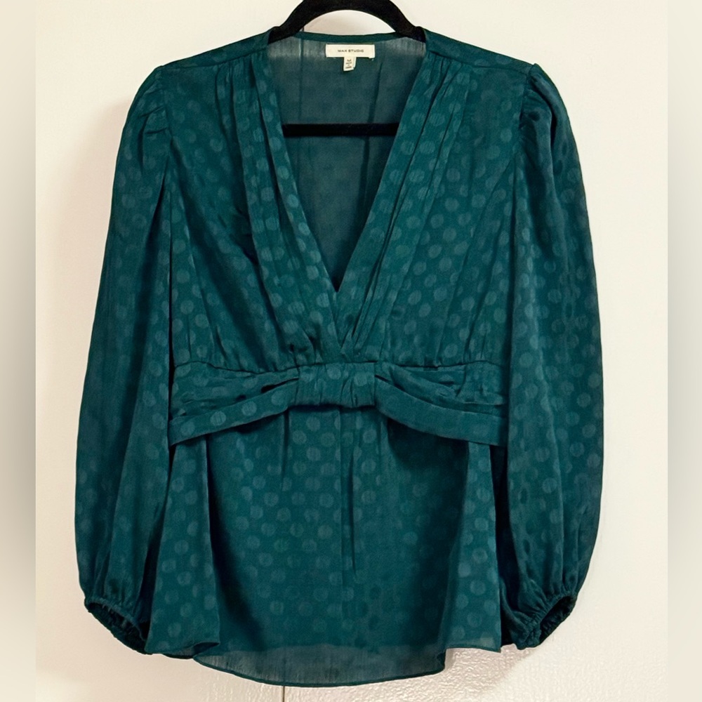 Green Polka Dot Max Studio Blouse